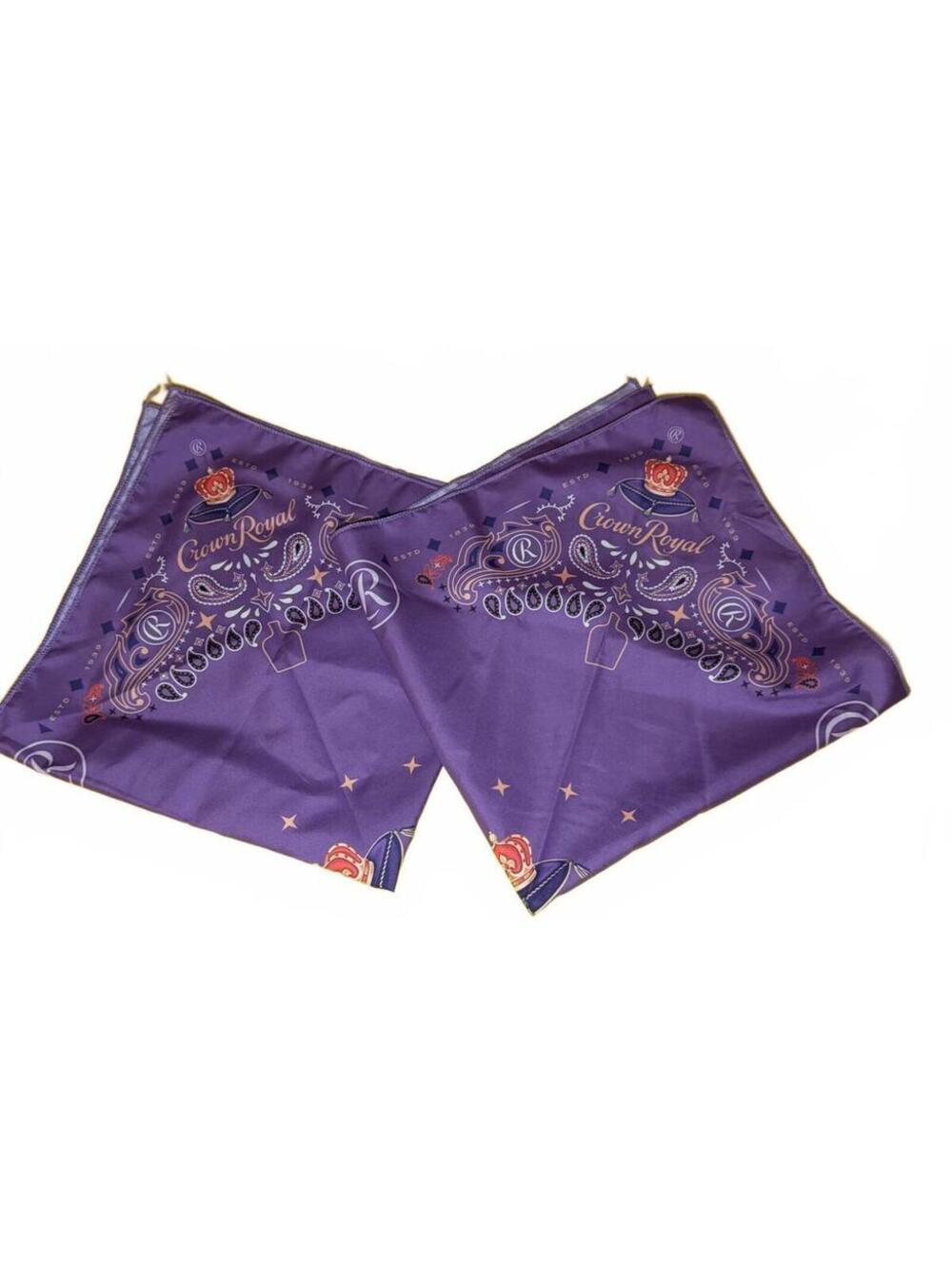 Crown Royal Purple Paisley Bandana Scarf Lot of 2 Whiskey Collectible  24”